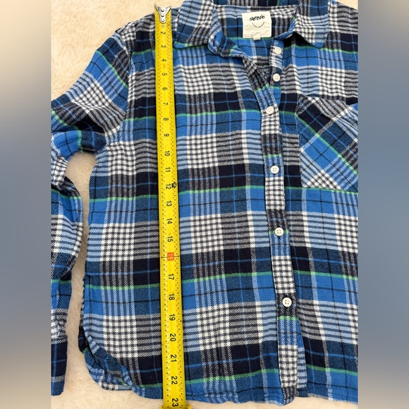 Aerie Flannel Button Up Plaid Shirt blue/green size Small - Picture 4 of 6